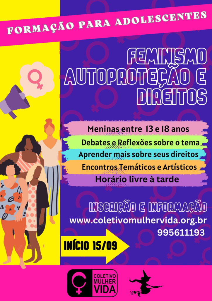 CMV abre inscrições para Formação – FEMINISMO, AUTOPROTEÇÃO E DIREITOS para adolescentes.